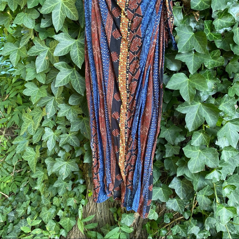 Gorgeous Printed patchwork stripe wrap dress ~ boho hippie - Picture 4 of 8